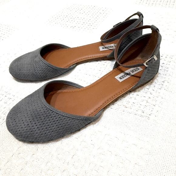 Steve Madden Maia 10 textured fabric ankle strap round toe flats 3075 - Picture 10 of 10